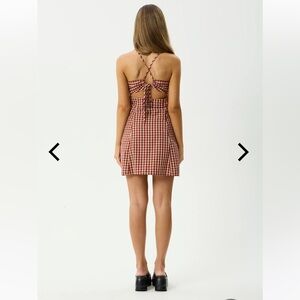 Afends Austin Check Mini Dress - Red Rum size Medium NWT